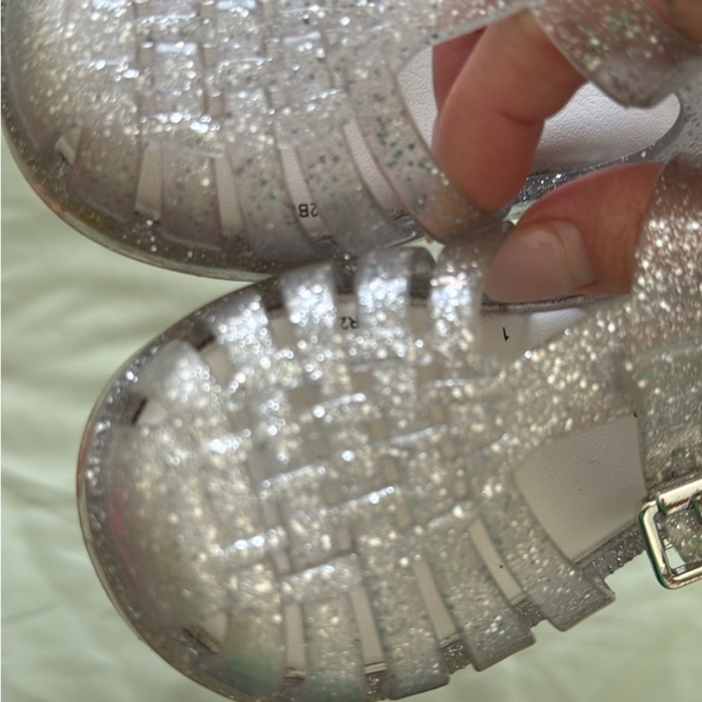 Mini Melissa Silver Glitter Jelly Sandals for Kids